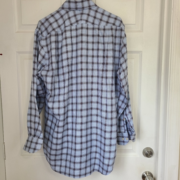 Peter Millar Men's Long Sleeve Dress Shirt, Size: Medium Color: Blue & Brown - Picture 13 of 16